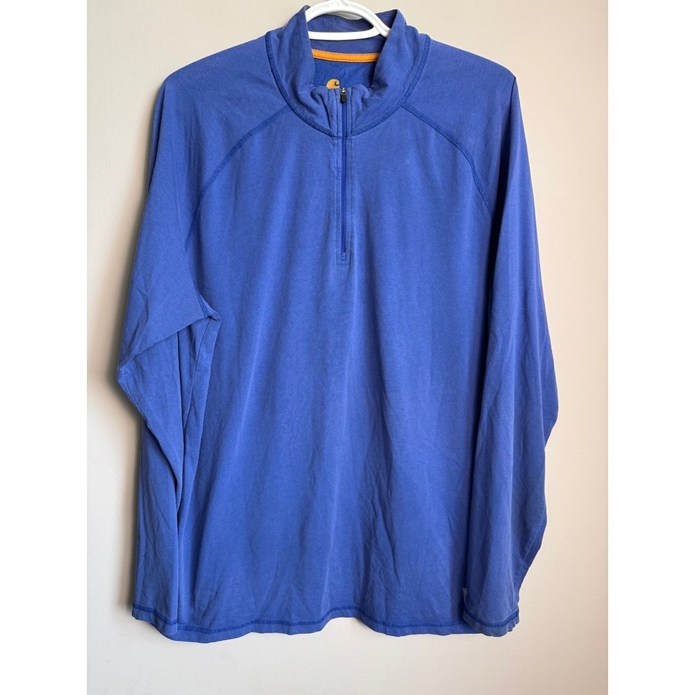 Carhartt Force Relaxed Fit Quarter Zip Pullover Shirt Blue Mens L Gorpcore Work